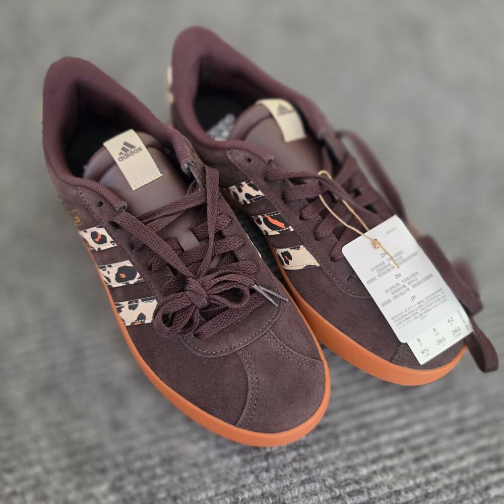 Adidas VL Court 3.0 Women's Size 9.5 Aurora Coffee Brown Sneakers Amber Gum NWB